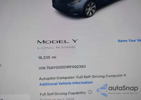 2024 Tesla Model Y Long Range Dual Motor All-Wheel Drive/Rwd from USA, damaged, VIN 7SAYGDED1RF092383